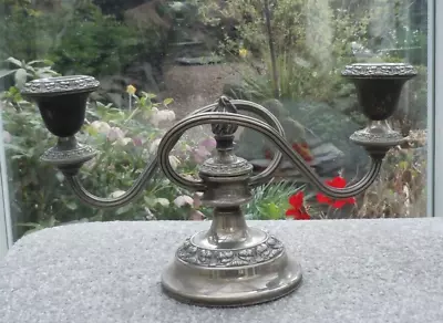 Silver Plated 2 Arm Candelabra By Ianthe. • £22.50