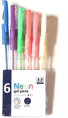 6 Pack Gel Pens Neon Metallic Pen Artists Colouring Art Book Markers • £2.49