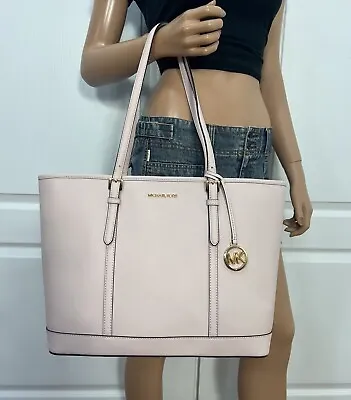 Michael Kors Jet Set Travel Sady Large Tote Blush Pink Saffiano Leather Handbag • $115