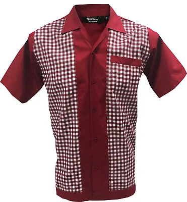 £22.49 • Buy Rockabilly Men's Shirt Cotton Button-Down Retro Vintage Bowling 50s 60s