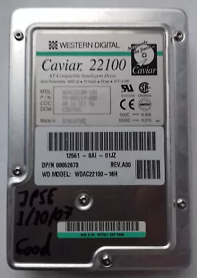 Western Digital Caviar WDAC22100-18H 2GB 5200RPM 3.5 Inch PATA Hard Disk Drive • £150