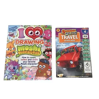 Lot Of 2 Kids Activity Books I Love Drawing Moshi Monsters Summer Splash Travel • $10.99