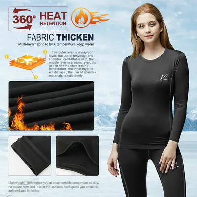 £28.79 • Buy Thermal Underwear Set Women's Fleece Ski Underwear Functional Undershirt Thermal
