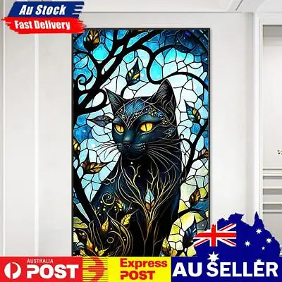 $19.46 • Buy 5D DIY Full Round Drill Diamond Painting Black Cat Stained Glass Home Decor