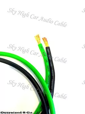 100 Ft Total 8 Gauge AWG 50' BLACK / 50' LIME GREEN Power Ground Wire Sky High • $39.95