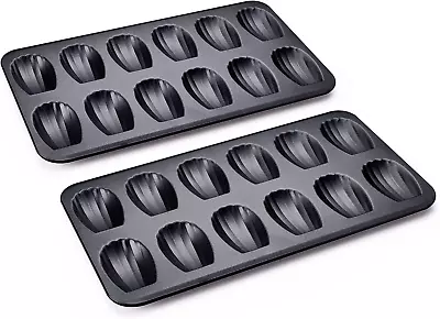 2 Pack 12-Cavity Silicone Madeleine Pans Cookies Mold For Baking Cooking • $17.96