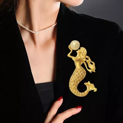 Vintage Women Lady Rhinestone Mermaid Pearl Brooches Pins Elegant Exquisite • $6.29