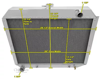 1966 1967 1968 1969 Plymouth Fury 3 Row All Aluminum Champion Radiator DR • $241.72