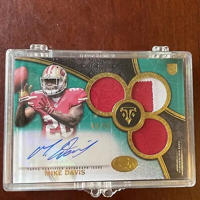 Mike Davis 49ers Rookie Card Autographed 2015 Tops Relic Card 48/50 • $12