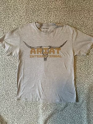 Ariat Shirt Mens Large Gray T-Shirt Longhorn Western Cowboy Short Sleeve • $14.99