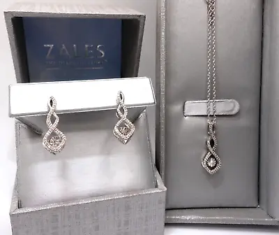 Zales Unstoppable Love 1/3 CT. T.W. Diamond Cushion Twist Pendant & Earrings Set • $379.99