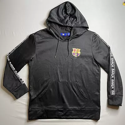 FC Barcelona Sweatshirt Mens Large Black Pullover Hoodie Long Sleeve Barca • $13.59