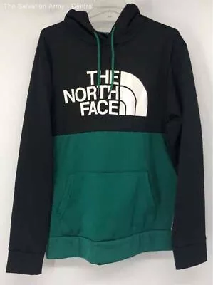 The North Face Mens Green Black Colorblock Long Sleeve Pullover Hoodie Size XL • $33