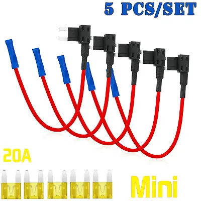 X5 Add A Circuit Piggy Back Fuse Tap Mini 20AMP Blade Fuse Holder ATM APM Fuses. • $8.39