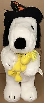 GEMMY PEANUTS SNOOPY & WOODSTOCK HALLOWEEN WITCH Door Greeter Plush 24  Tall NWT • $31.49