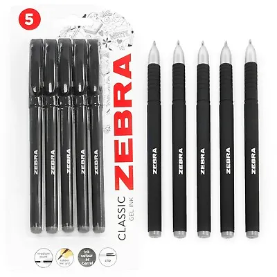 £3.49 • Buy Zebra ZGE Classic Gel Ink Stick Ballpoint Pen - 0.7mm - Black - Blister Of 5
