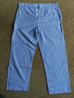TWO PAIRS Chef Trousers Blue Check 86cms Waist (& 91CMS) Cotton  (C10) • £8
