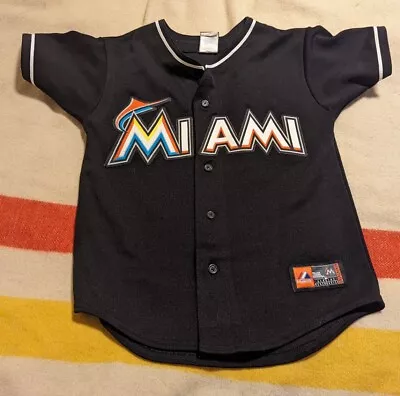 Rare MAJESTIC Miami Marlins Giancarlo Stanton MLB BLACK Jersey Youth M USA • $34.88