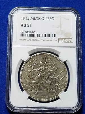 1913 Mexico Silver Un Peso Caballito NGC AU 53 • $550