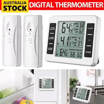 Wireless Digital Fridge Thermometer Freezer Alarm Gauge Monitor Sensors Outdoor • $22.99