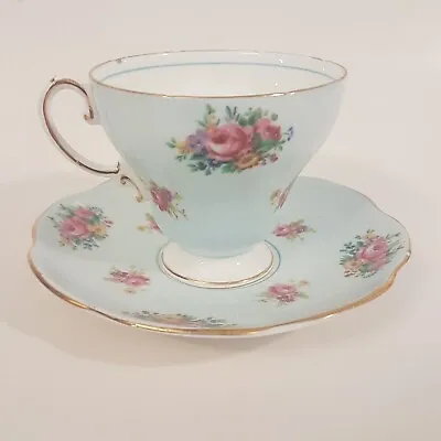 EB Foley Tea Cup & Saucer Bone China Vintage Blue Floral England #2822 • $25.38