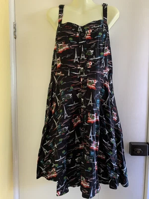 $37.99 • Buy CITY CHIC Parisian Chic Paris Print Cotton Dress Rockabilly Plus Size XS BNWT !