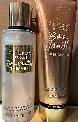 Victoria’s Secret Bare Vanilla Shimmer Fragrance Mist 8.4oz & Lotion Gift Set • $31.50
