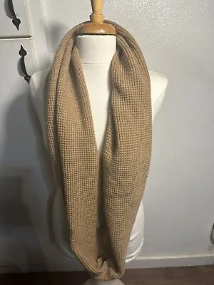 J.CREW Wool Blend Infinity Scarf 13.5  X 60” Waffle Knit Tan Solid NWOT • $9