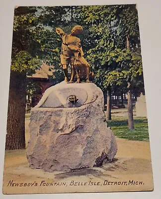 Vintage Post Card ~ Newsboy's Fountain Belle Isle Detroit Michigan  C1910 • $1.79