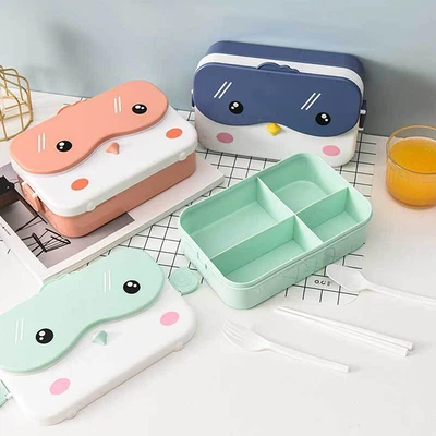 £8.39 • Buy Kids Students Character 4 Multi Lunch Box Compartment Sandwich Food Fruit Snacks