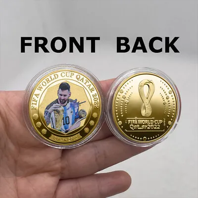 1pcs Qatar 2022 World-Cup Lionel Messi Gold Coin For Football Fan Gift • $2.98