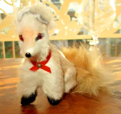 Vintage Miniature  Dog Made Of Real Fur - Glass Eyes  Germany   • $98.90