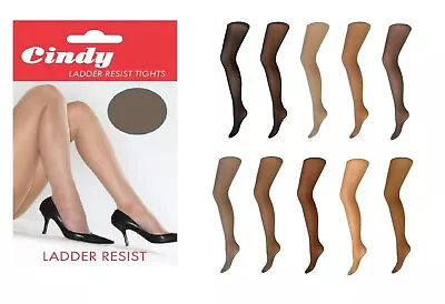£3.50 • Buy CINDY Women, 20 Denier Ladder Resist Tights - M,L,XL - Multi Colour 