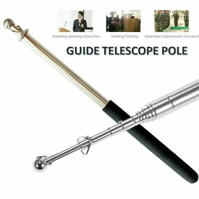 £5.90 • Buy 5ft Extendable Flagpole Stainless Steel Flag Pole Telescopic Portable Metal Stic