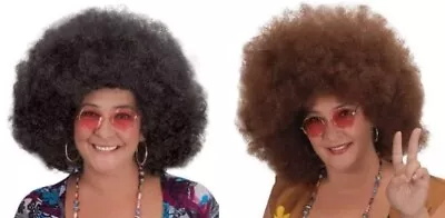 70's Disco Brown Or Black Deluxe Afro Wig Unisex • $11.88