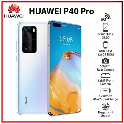 (New&Unlocked) Huawei P40 Pro 5G WHITE 8GB+128GB Dual SIM Android Mobile Phone • $1170