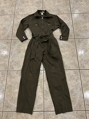 Womens Med H&M Jumpsuit Long Sleeve Romper Coveralls Parachute Jumper Army Green • $19.99