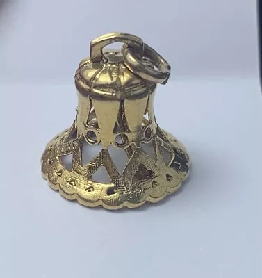 9ct Gold  Wedding Church  Bell Charm Pendant 375 9k  2.9g Yellow • £90