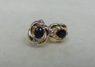 Sapphire And Diamond Earrings 14k Yellow Gold • $160