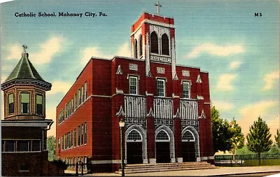 Mahanoy City Pennsylvania PA Catholic School Linen Vintage Postcard • $9.99