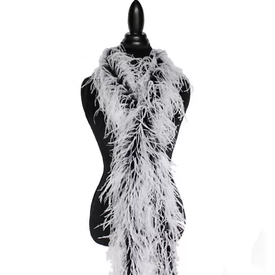 $61.95 • Buy White/Black 2ply Ostrich Feather Boa Scarf Prom Halloween Costumes Dance Decor