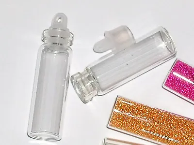 1pc Glass Tube Tall Bottle Pendant Vial Push Plastic Plug Cork Locket New* • $6.95