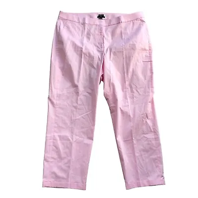J Crew Cotton Stretch Kate Straight Leg Pants Womens 18 Barbiecore Pink NEW • $23.32