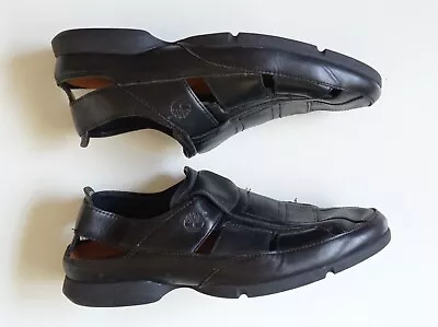 Men S Timberland Smart Comfort Fisherman Leather Sandal Black Clouse Toe 10-10.5 • $49.99