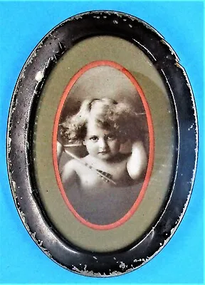 Antique1897 Cupid Awake Framed Print M B Parkinson Oval Metal Frame • $15