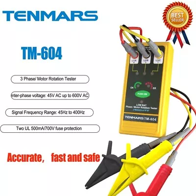 TENMARS TM-604 3 Phase/Motor Rotation Tester   For Check Motors # • $86.32
