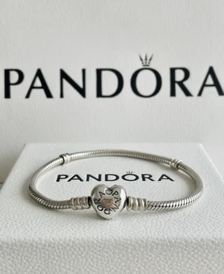 £26 • Buy 💝Genuine PANDORA Moments Heart Bracelet 💖Sterling Silver 17cm Bargain 😍