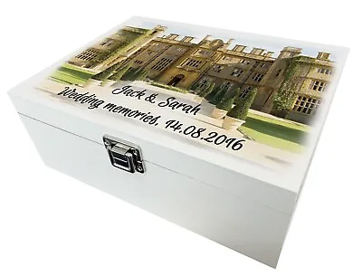 White Wooden Wedding Keepsake Box Wedding Memory Box Personalised Wedding Box. • £31.99