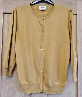 Next 3/4 Sleeve Cardigan Gold/Mustard Size 14 BNWOT • £10