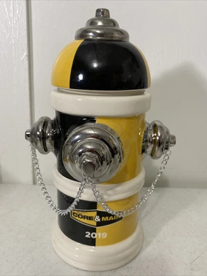 $49 • Buy Core & Main 2019 Fire Protection Hydrant Shaped Cookie Jar Canister Yellow Black